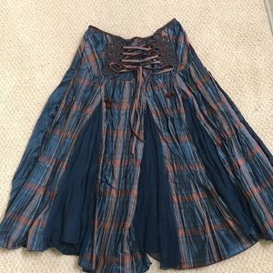 LM LULU Paris skirt, teal and brown.